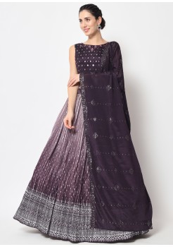 Wine Chinon Silk Designer  Lehenga 